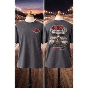 VTG NHRA Drag Racing T-Shirt Skull Graphic The Original Extreme Sport Gray Tee L